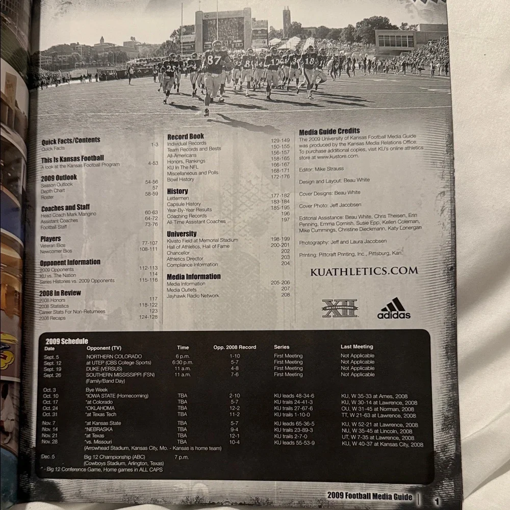 Adidas Kansas Football Media Guide Book - Blue and Red - Picture 11 of 12